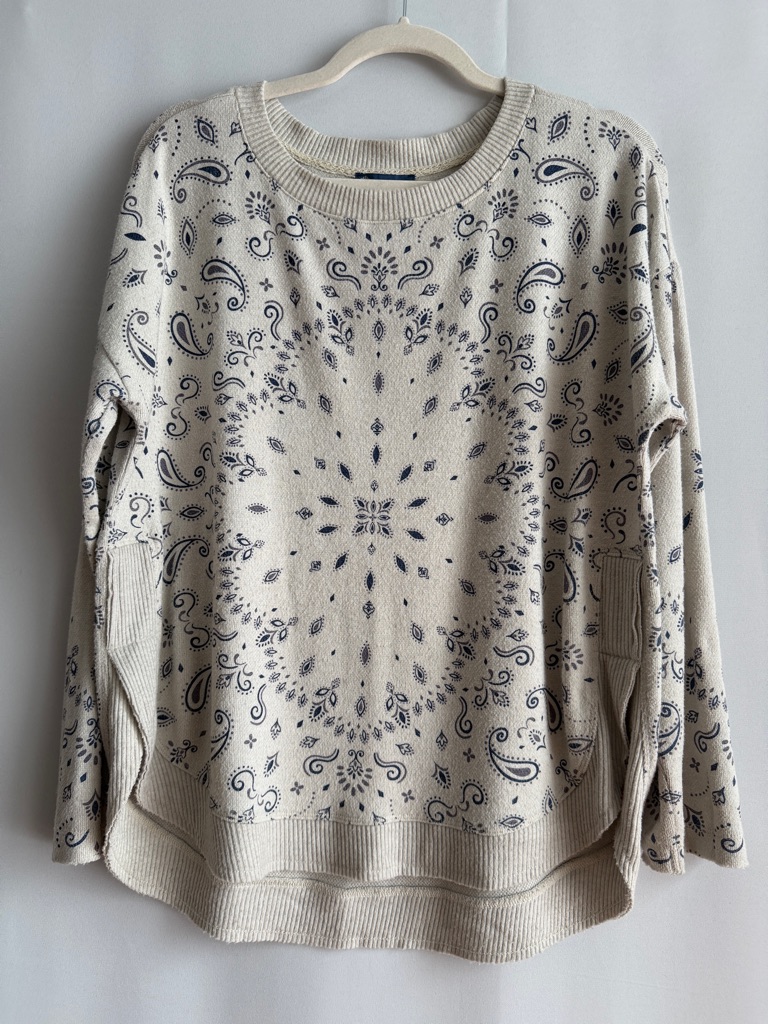 Democracy Cream Sweatshirt With Navy Bandana Print